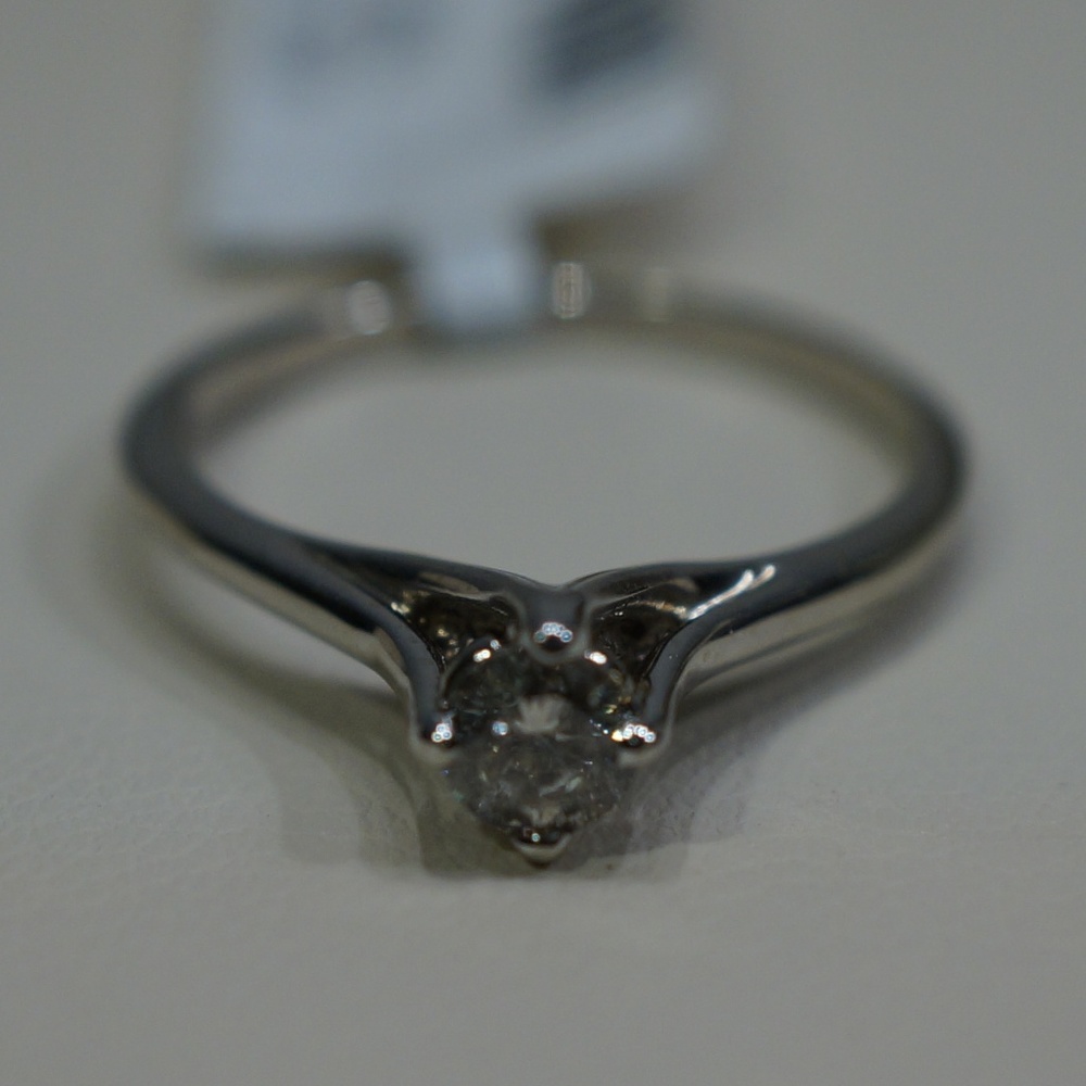 14KW Gold Solitaire Genuine Diamond Ring - Picture 3 of 5